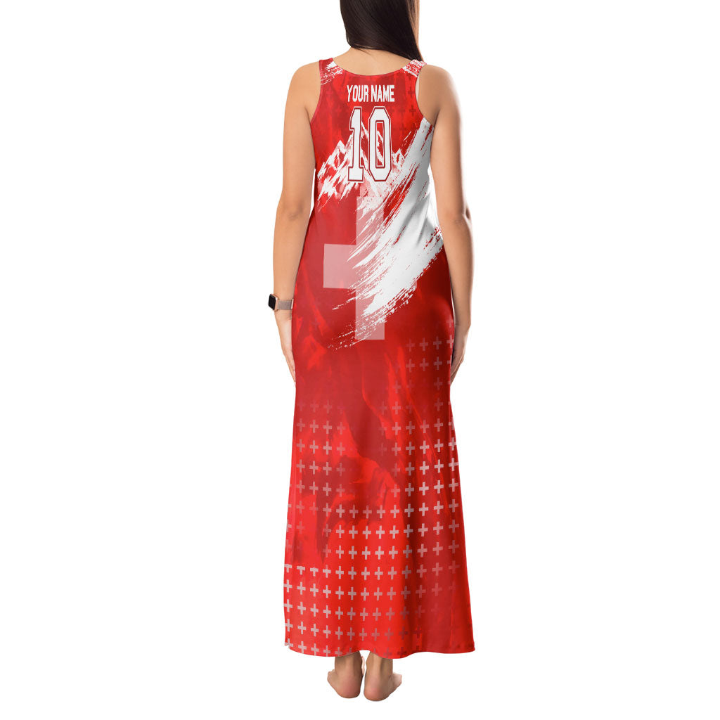 Personalized Switzerland Football Alpine Goat Tank Maxi Dress Swiss Flag Snow Mountain - Soccer Mascot