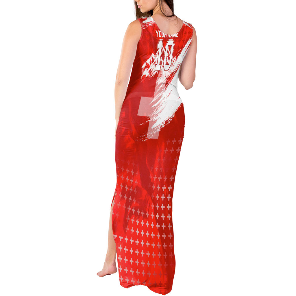 Personalized Switzerland Football Alpine Goat Tank Maxi Dress Swiss Flag Snow Mountain - Soccer Mascot