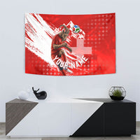 Personalized Switzerland Football Alpine Goat Tapestry Swiss Flag Snow Mountain - Soccer Mascot