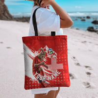 Personalized Switzerland Football Alpine Goat Tote Bag Swiss Flag Snow Mountain - Soccer Mascot