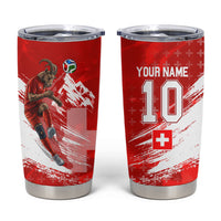 Personalized Switzerland Football Alpine Goat Tumbler Cup Swiss Flag Snow Mountain - Soccer Mascot