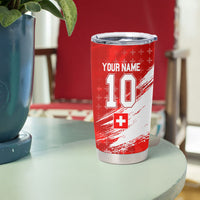 Personalized Switzerland Football Alpine Goat Tumbler Cup Swiss Flag Snow Mountain - Soccer Mascot