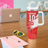 Personalized Switzerland Football Alpine Goat Tumbler With Handle Swiss Flag Snow Mountain - Soccer Mascot