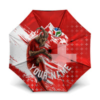 Personalized Switzerland Football Alpine Goat Umbrella Swiss Flag Snow Mountain - Soccer Mascot