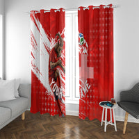 Personalized Switzerland Football Alpine Goat Window Curtain Swiss Flag Snow Mountain - Soccer Mascot