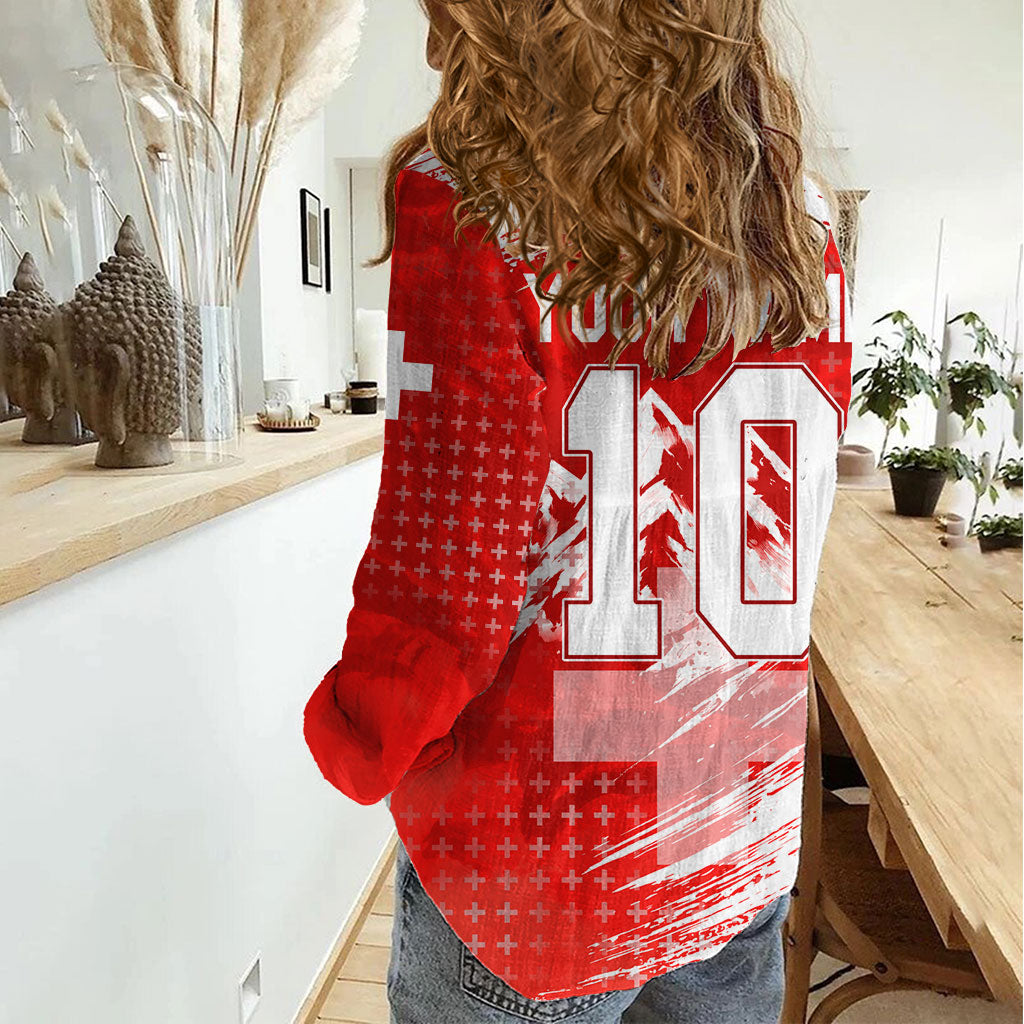 Personalized Switzerland Football Alpine Goat Women Casual Shirt Swiss Flag Snow Mountain - Soccer Mascot