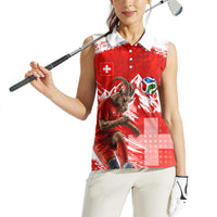 Personalized Switzerland Football Alpine Goat Women Sleeveless Polo Shirt Swiss Flag Snow Mountain - Soccer Mascot