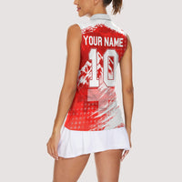 Personalized Switzerland Football Alpine Goat Women Sleeveless Polo Shirt Swiss Flag Snow Mountain - Soccer Mascot