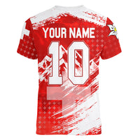 Personalized Switzerland Football Alpine Goat Women V-Neck T-Shirt Swiss Flag Snow Mountain - Soccer Mascot