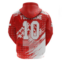 Personalized Switzerland Football Alpine Goat Zip Hoodie Swiss Flag Snow Mountain - Soccer Mascot