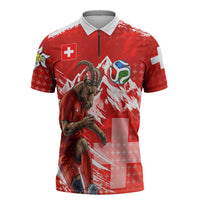 Personalized Switzerland Football Alpine Goat Zipper Polo Shirt Swiss Flag Snow Mountain - Soccer Mascot