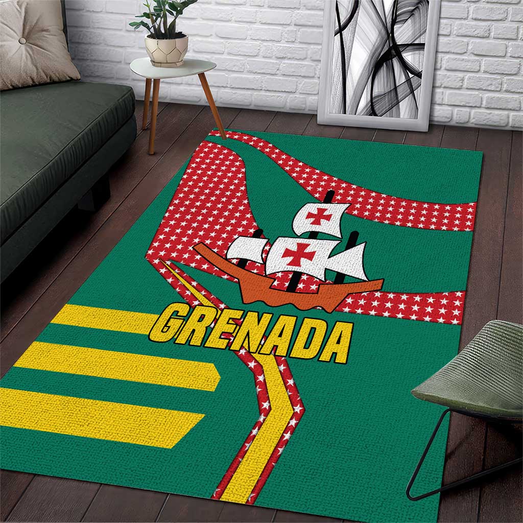 Grenada Area Rug with Cocoa Bean Mascot and National Flag Colors - Wonder Print Shop