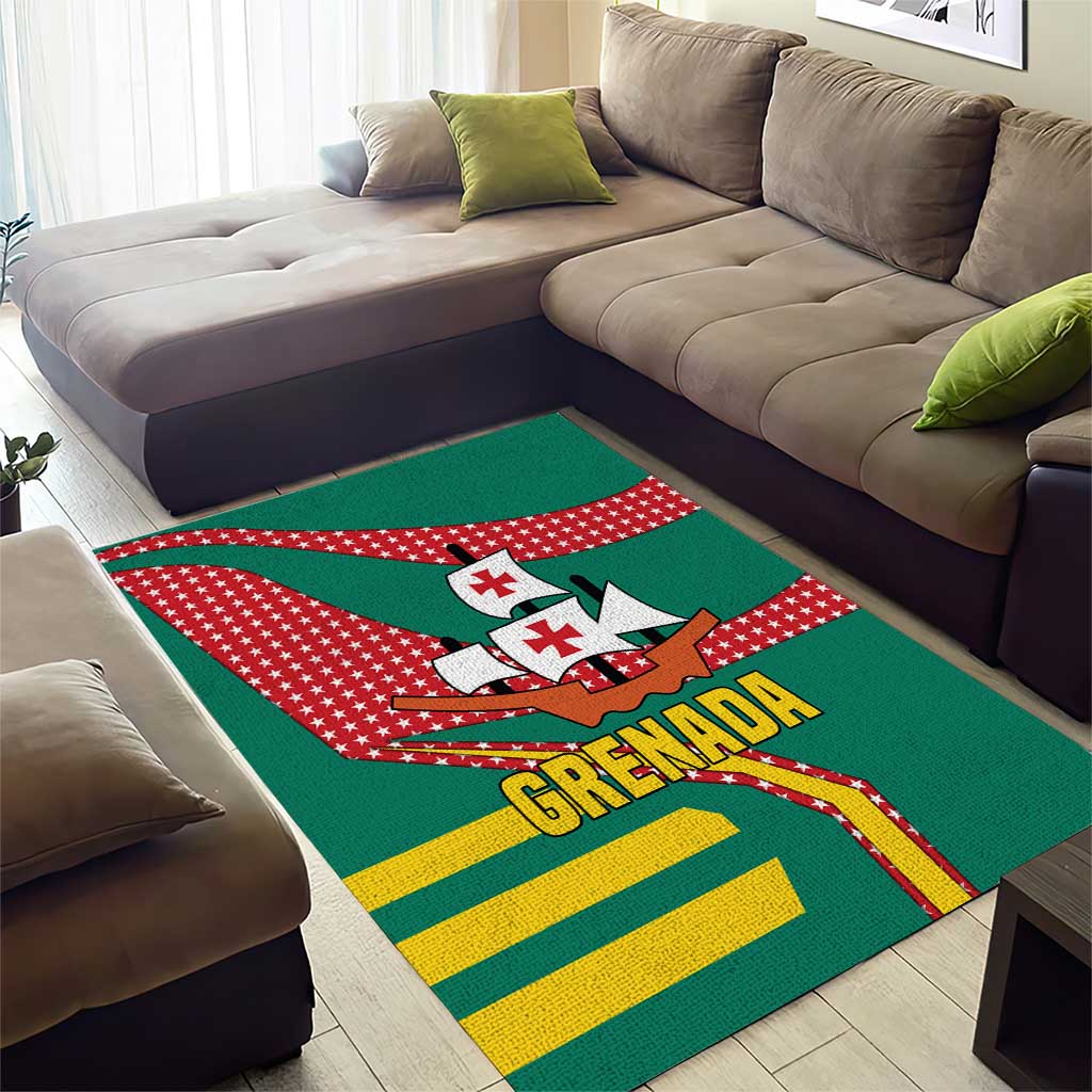 Grenada Area Rug with Cocoa Bean Mascot and National Flag Colors - Wonder Print Shop