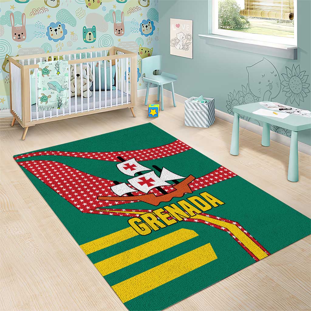Grenada Area Rug with Cocoa Bean Mascot and National Flag Colors - Wonder Print Shop