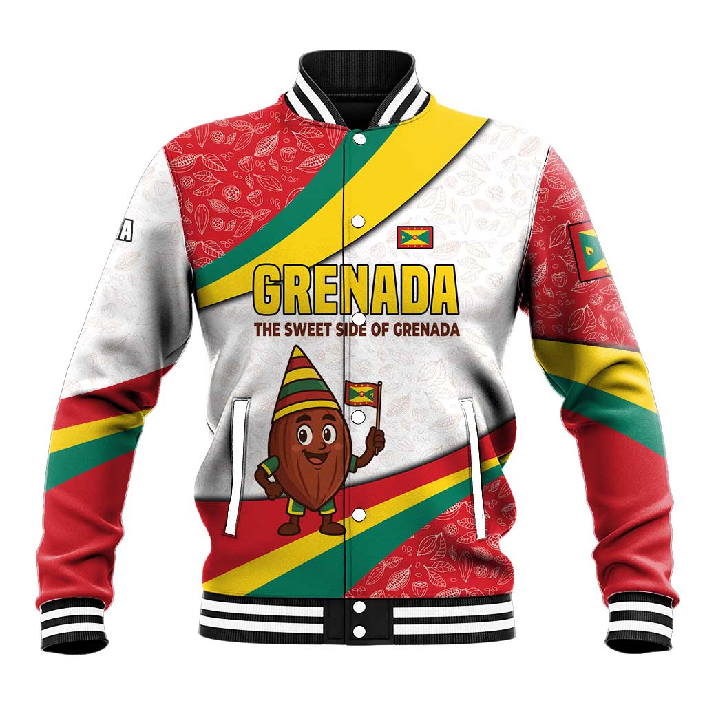 Grenada Baseball Jacket with Cocoa Bean Mascot and National Flag Colors - Wonder Print Shop