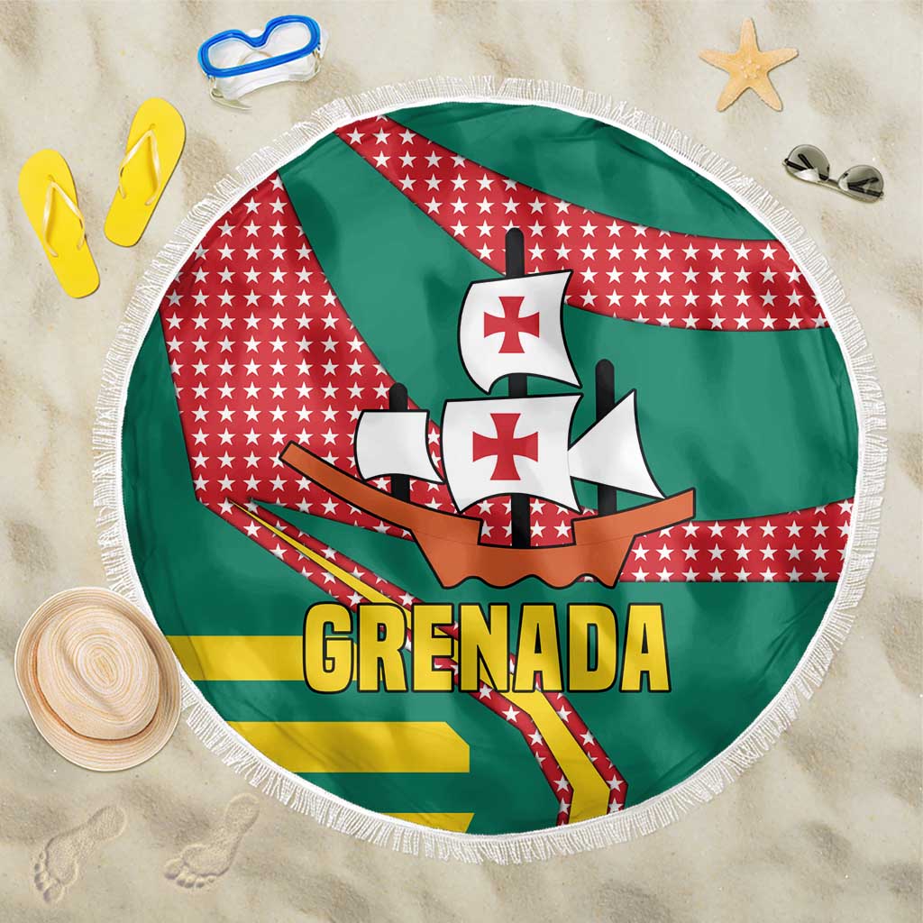 Grenada Beach Blanket with Cocoa Bean Mascot and National Flag Colors - Wonder Print Shop