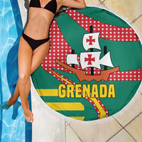 Grenada Beach Blanket with Cocoa Bean Mascot and National Flag Colors - Wonder Print Shop
