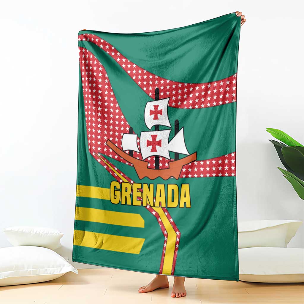 Grenada Blanket with Cocoa Bean Mascot and National Flag Colors - Wonder Print Shop