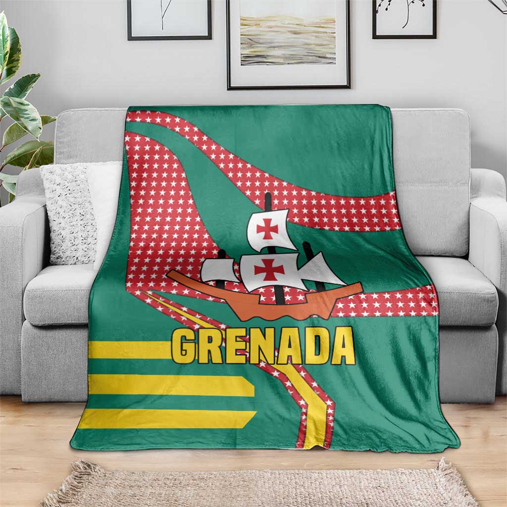 Grenada Blanket with Cocoa Bean Mascot and National Flag Colors - Wonder Print Shop