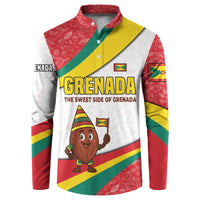 Grenada Button Sweatshirt with Cocoa Bean Mascot and National Flag Colors - Wonder Print Shop