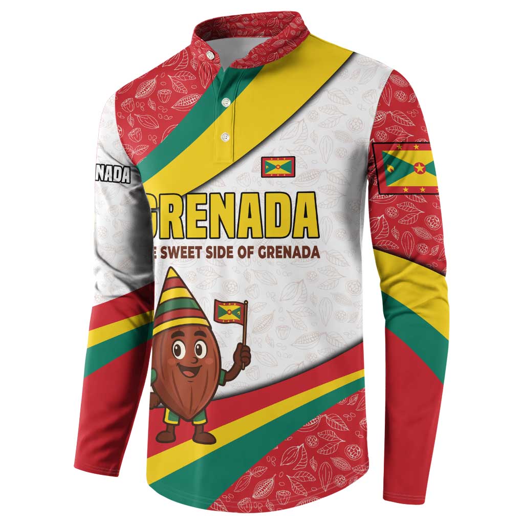 Grenada Button Sweatshirt with Cocoa Bean Mascot and National Flag Colors - Wonder Print Shop