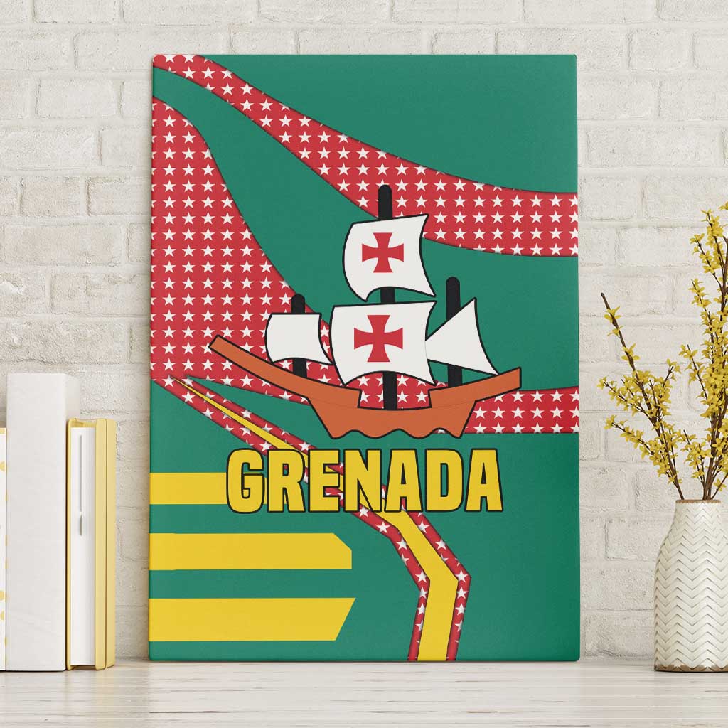 Grenada Canvas Wall Art with Cocoa Bean Mascot and National Flag Colors - Wonder Print Shop