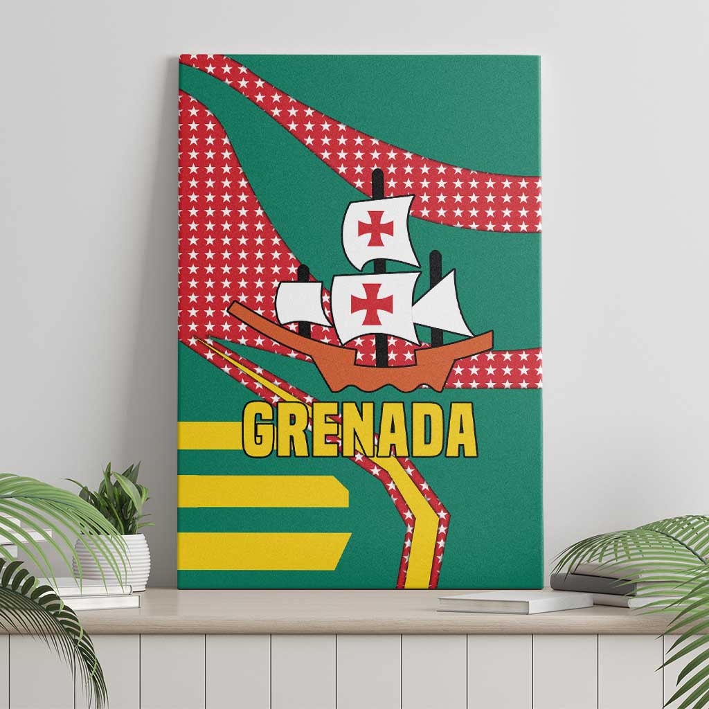 Grenada Canvas Wall Art with Cocoa Bean Mascot and National Flag Colors - Wonder Print Shop