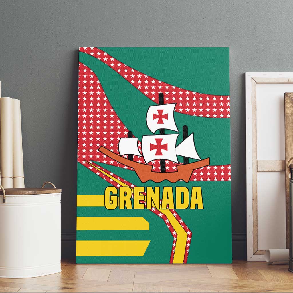 Grenada Canvas Wall Art with Cocoa Bean Mascot and National Flag Colors - Wonder Print Shop