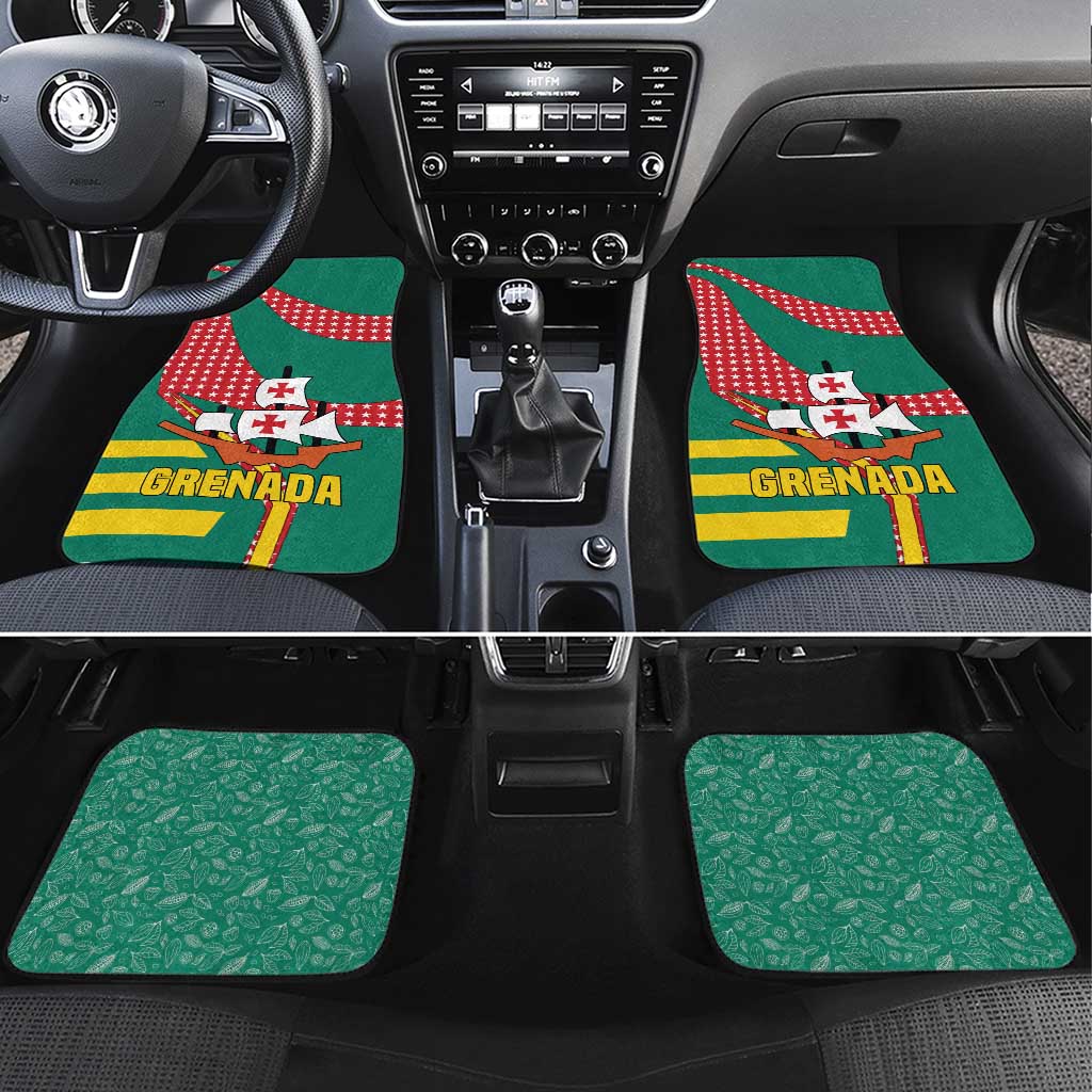 Grenada Car Mats with Cocoa Bean Mascot and National Flag Colors - Wonder Print Shop