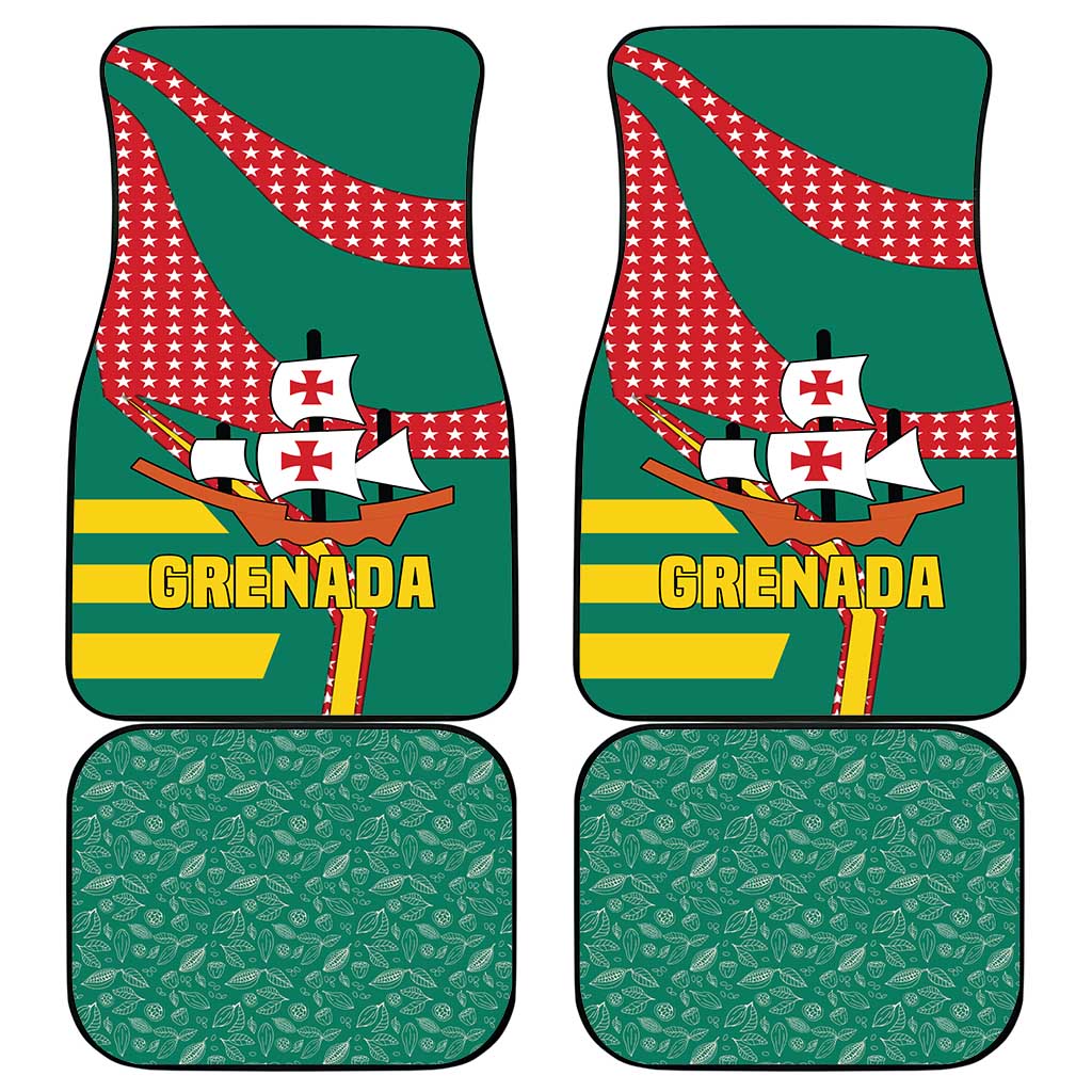 Grenada Car Mats with Cocoa Bean Mascot and National Flag Colors - Wonder Print Shop