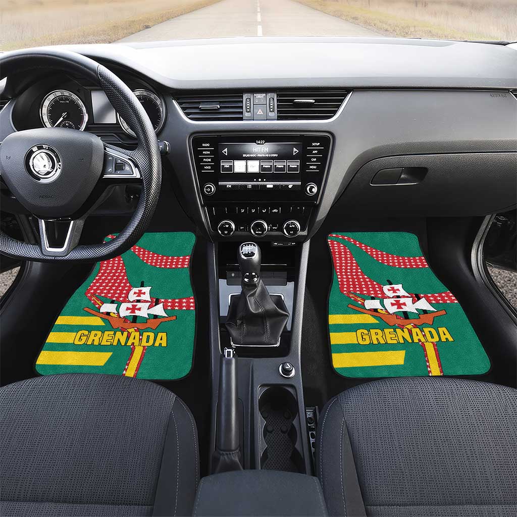 Grenada Car Mats with Cocoa Bean Mascot and National Flag Colors - Wonder Print Shop