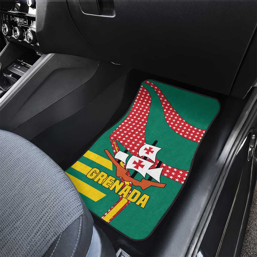 Grenada Car Mats with Cocoa Bean Mascot and National Flag Colors - Wonder Print Shop