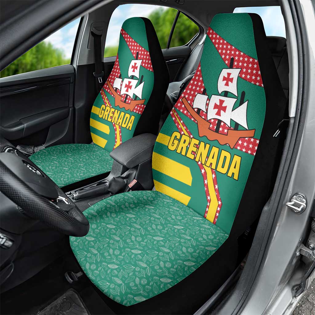 Grenada Car Seat Cover with Cocoa Bean Mascot and National Flag Colors - Wonder Print Shop