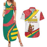 Grenada Couples Matching Summer Maxi Dress and Hawaiian Shirt with Cocoa Bean Mascot and National Flag Colors - Wonder Print Shop