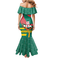 Grenada Family Matching Mermaid Dress and Hawaiian Shirt with Cocoa Bean Mascot and National Flag Colors - Wonder Print Shop