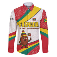 Grenada Family Matching Off The Shoulder Long Sleeve Dress and Hawaiian Shirt with Cocoa Bean Mascot and National Flag Colors - Wonder Print Shop