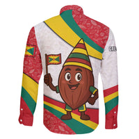 Grenada Family Matching Off The Shoulder Long Sleeve Dress and Hawaiian Shirt with Cocoa Bean Mascot and National Flag Colors - Wonder Print Shop