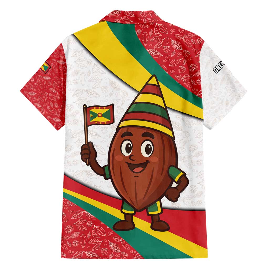 Grenada Family Matching Off Shoulder Maxi Dress and Hawaiian Shirt with Cocoa Bean Mascot and National Flag Colors - Wonder Print Shop