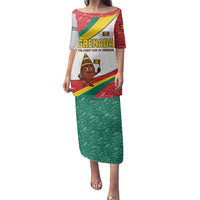 Grenada Family Matching Puletasi and Hawaiian Shirt with Cocoa Bean Mascot and National Flag Colors - Wonder Print Shop