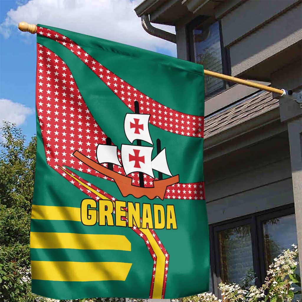 Grenada Garden Flag with Cocoa Bean Mascot and National Flag Colors - Wonder Print Shop
