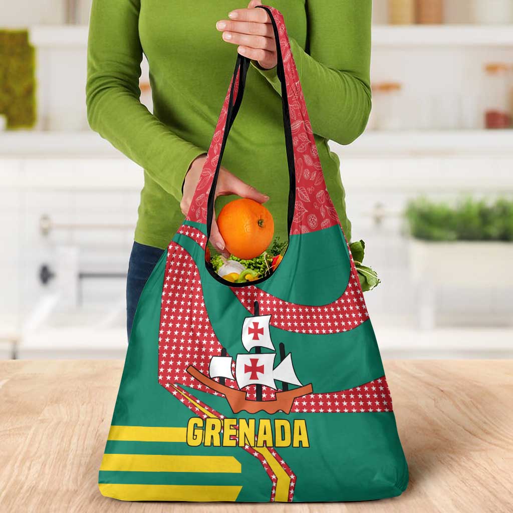 Grenada Grocery Bag with Cocoa Bean Mascot and National Flag Colors - Wonder Print Shop