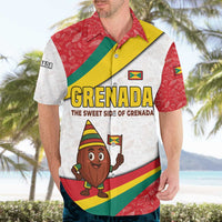 Grenada Hawaiian Shirt with Cocoa Bean Mascot and National Flag Colors - Wonder Print Shop