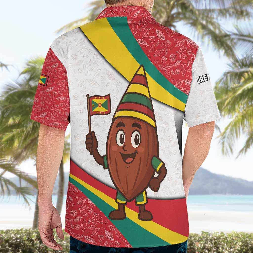 Grenada Hawaiian Shirt with Cocoa Bean Mascot and National Flag Colors - Wonder Print Shop