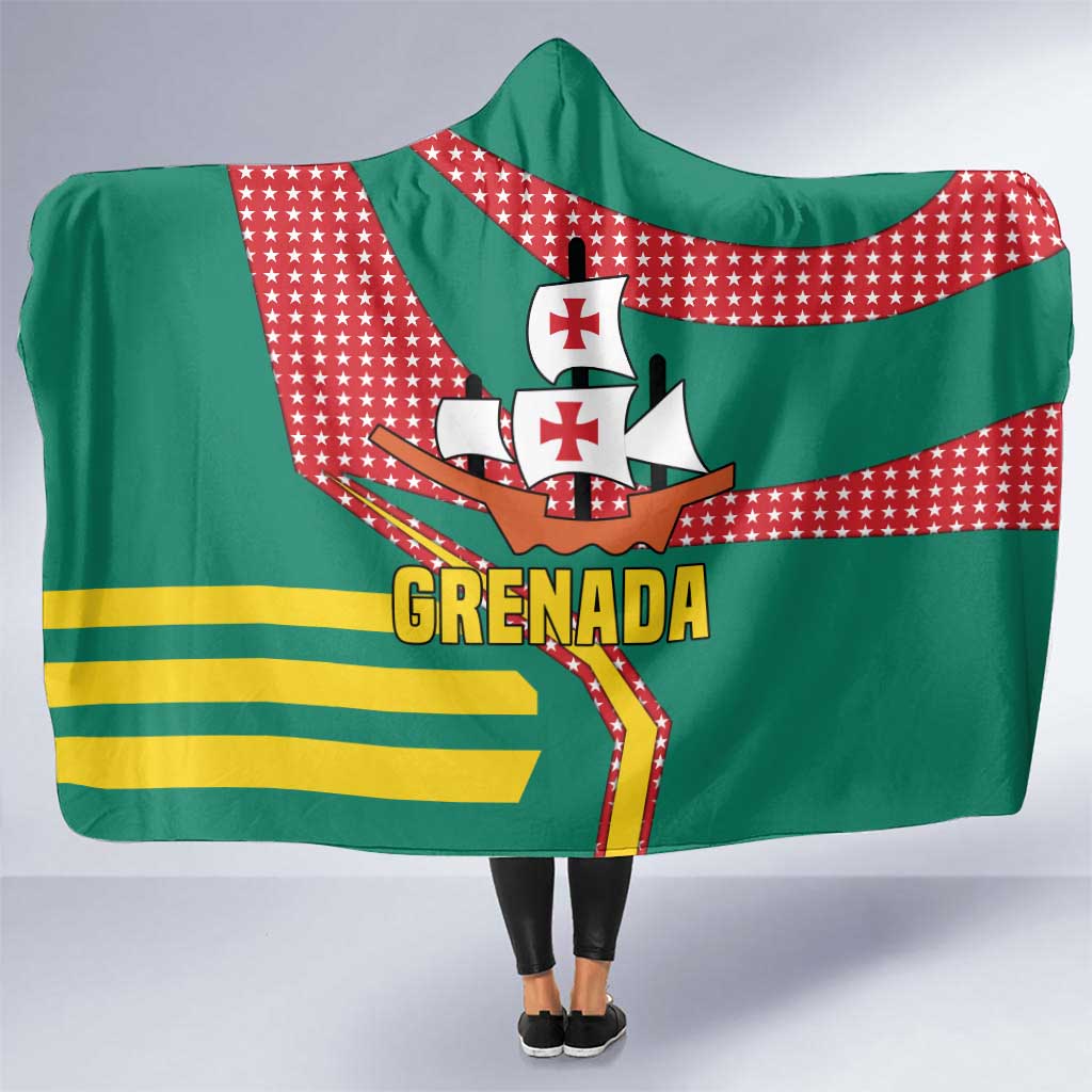 Grenada Hooded Blanket with Cocoa Bean Mascot and National Flag Colors - Wonder Print Shop