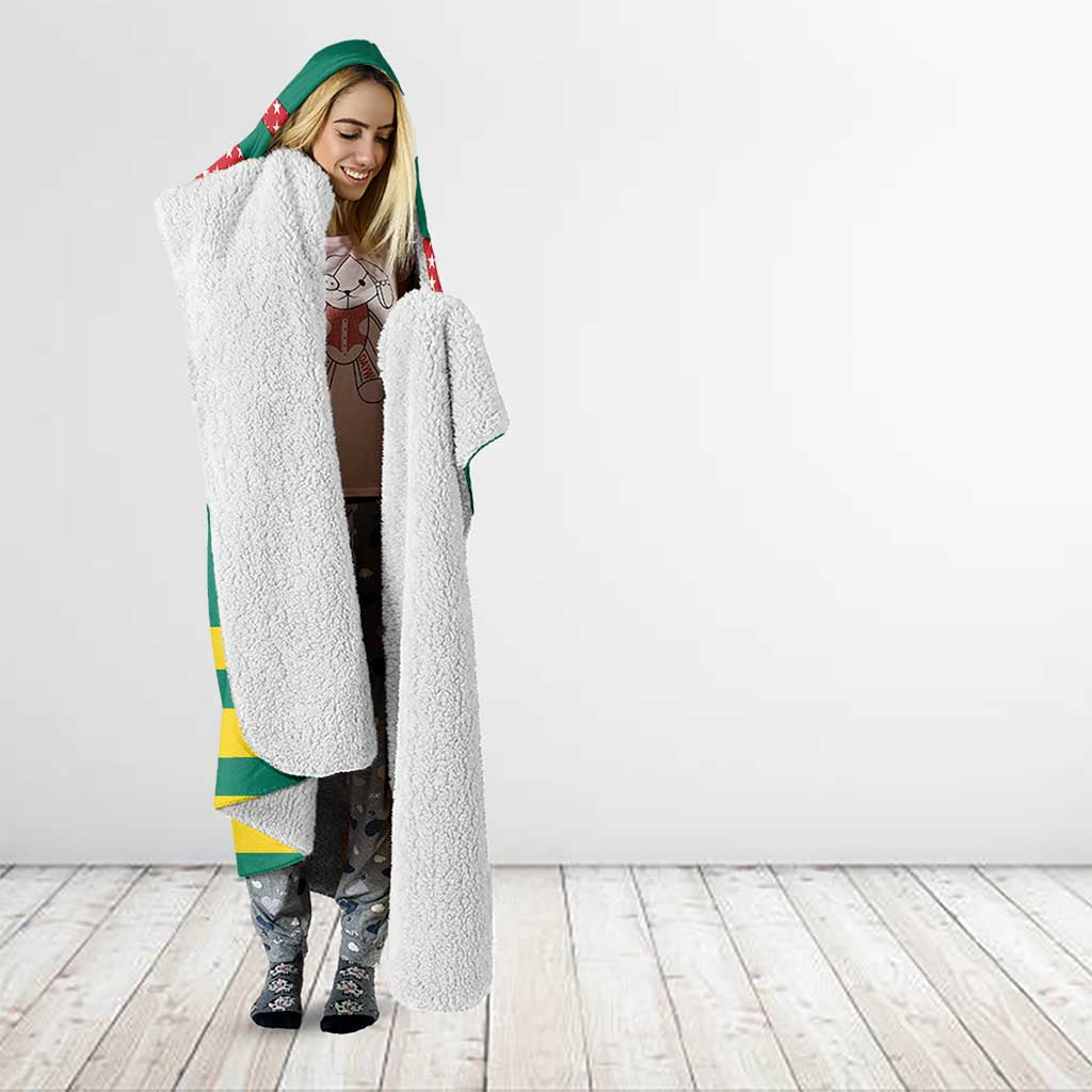 Grenada Hooded Blanket with Cocoa Bean Mascot and National Flag Colors - Wonder Print Shop