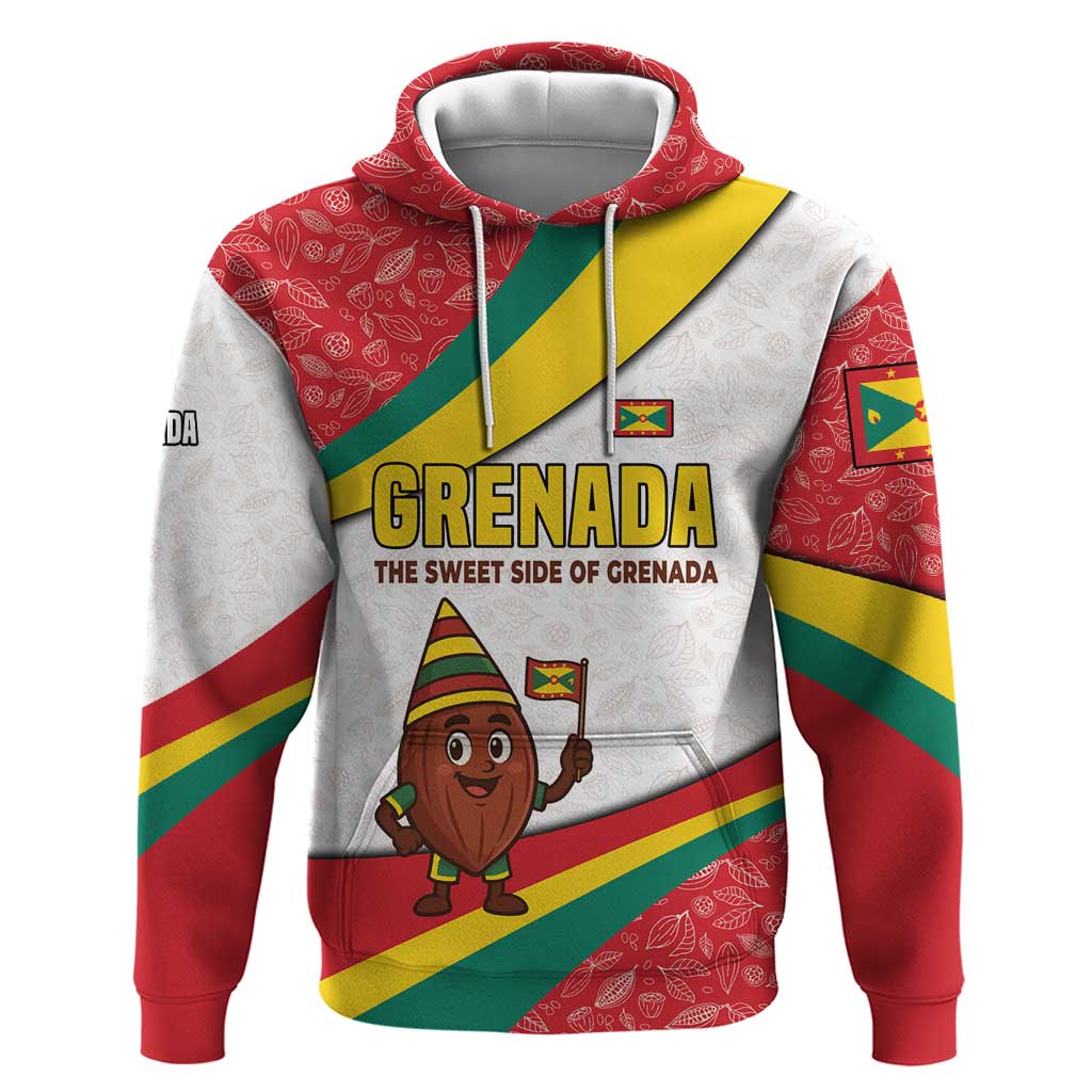 Grenada Hoodie with Cocoa Bean Mascot and National Flag Colors - Wonder Print Shop