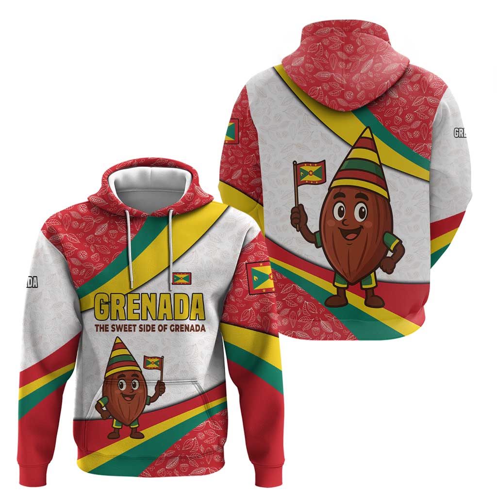 Grenada Hoodie with Cocoa Bean Mascot and National Flag Colors - Wonder Print Shop