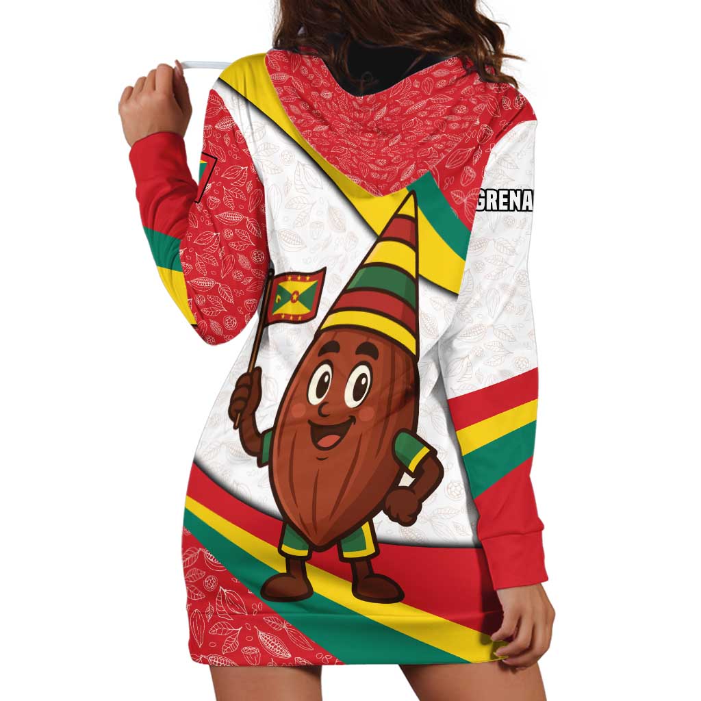 Grenada Hoodie Dress with Cocoa Bean Mascot and National Flag Colors - Wonder Print Shop