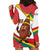 Grenada Hoodie Dress with Cocoa Bean Mascot and National Flag Colors - Wonder Print Shop