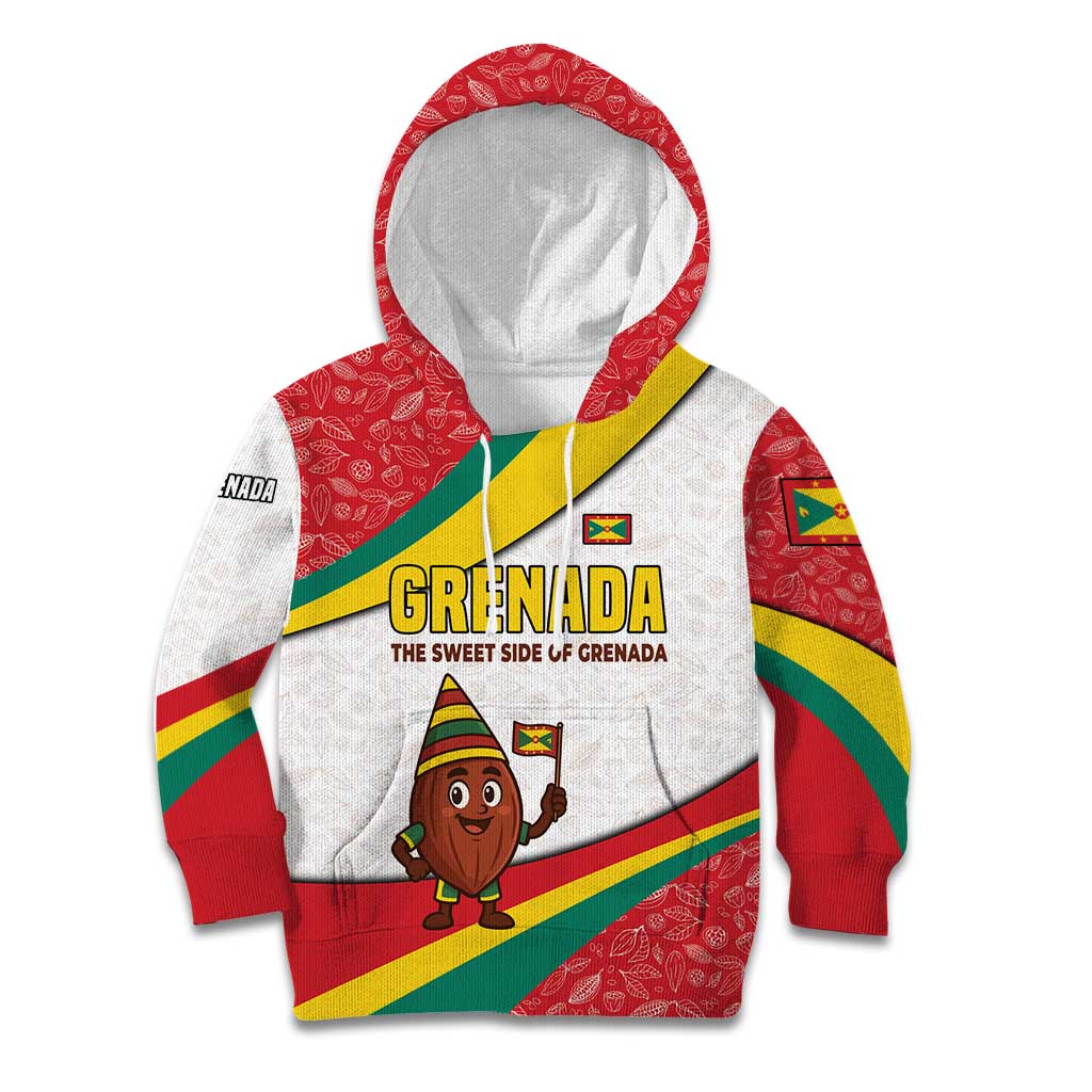 Grenada Kid Hoodie with Cocoa Bean Mascot and National Flag Colors - Wonder Print Shop